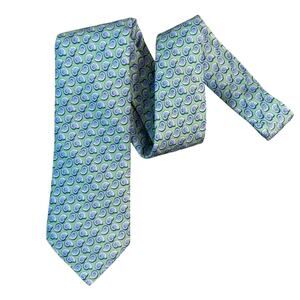 Vineyard Vines Neck Tie 100% Silk Hand Made Spiral Shell Green Men's Made In USA